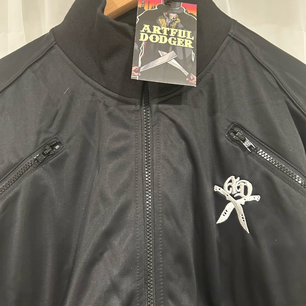 NWT Mens XXL Black Bomber Jacket Artful Dodger - Picture 2 of 12